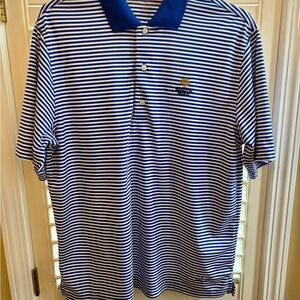 Greg Norman Collection Navy and White Striped Polo